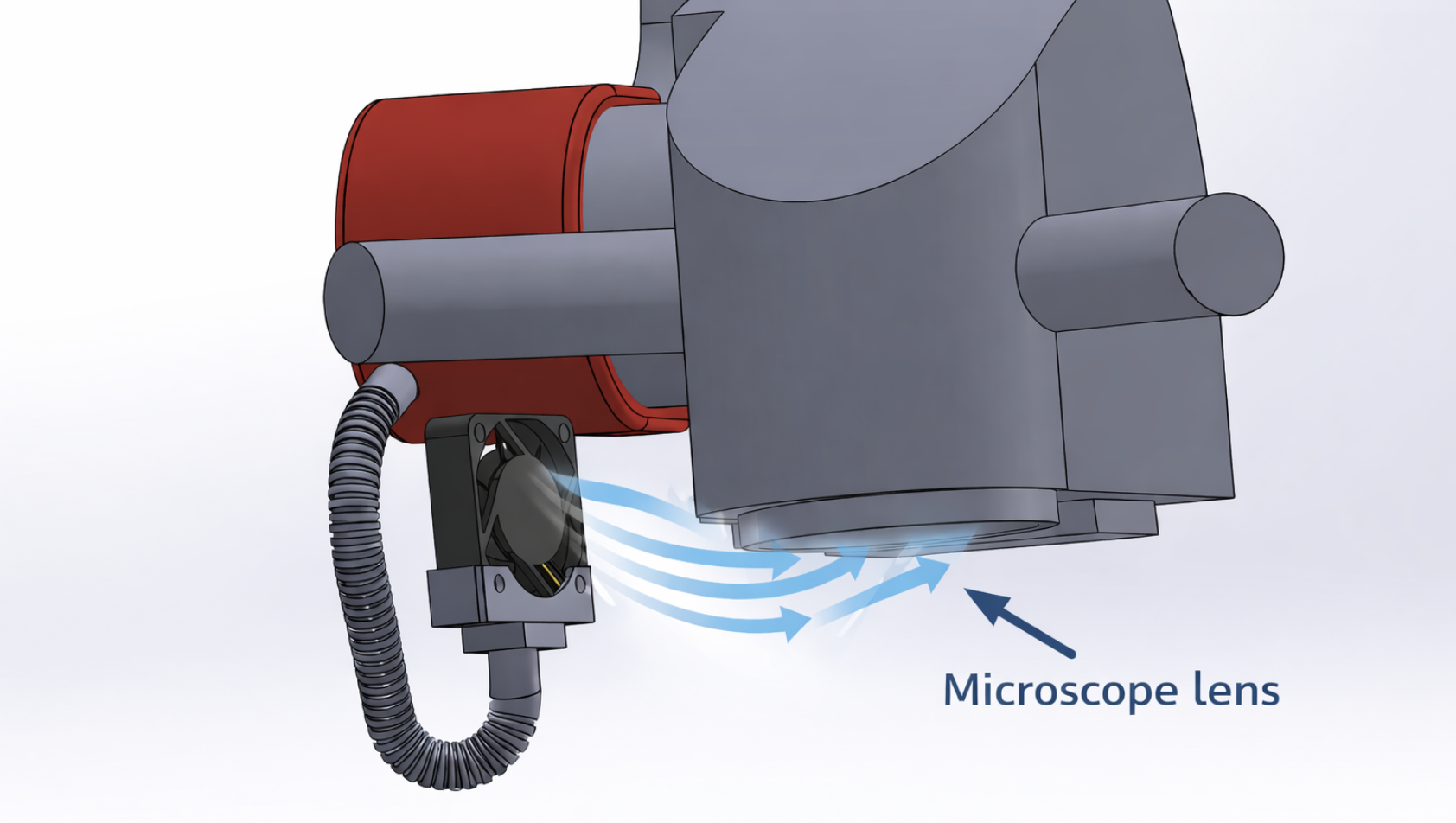 Airflow rendering toward microscope lens